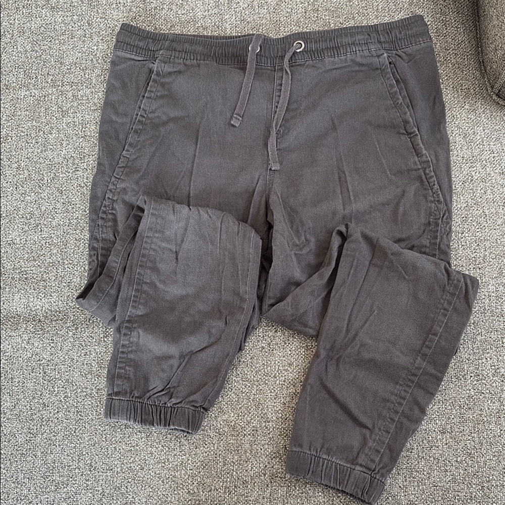 Gray Cargo Jogger Track Pants with Elastic Cuffs